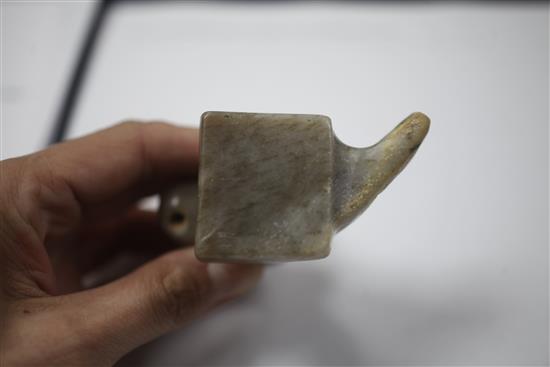 A rare Chinese archaic white and yellow jade ornament, probably Eastern Zhou dynasty, (2)